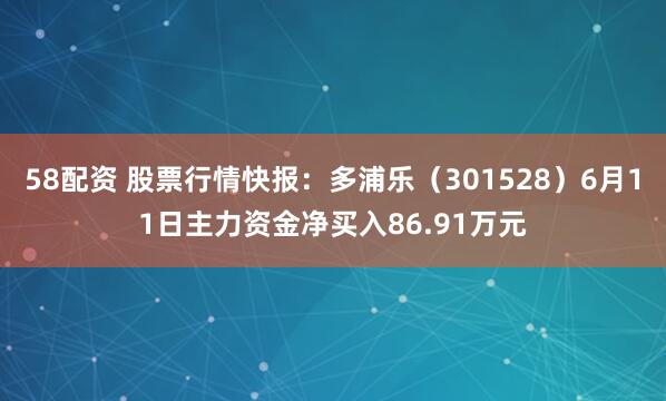 58配资 股票行情快报：多浦乐（301528）6月11日主力资金净买入86.91万元